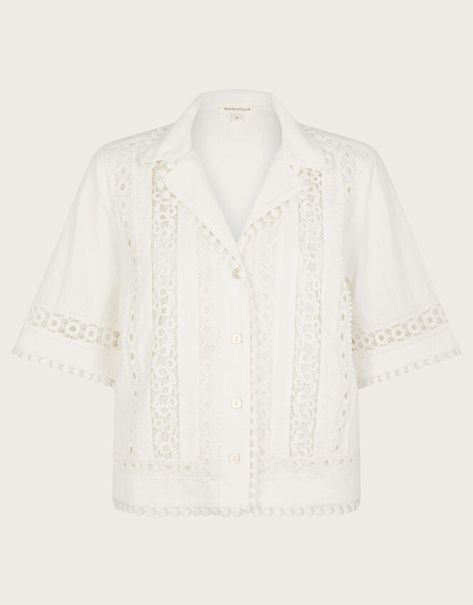 Irina Lace Shirt, Ivory (IVORY), large