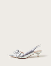 Bronte Bow Kitten Heels, Silver (SILVER), large