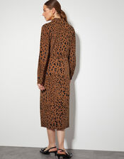 Aubrey Jersey Leopard Print Dress, Brown (BROWN), large