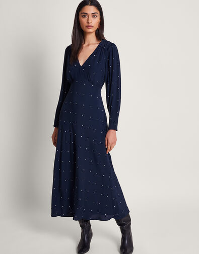 Stella Spot Dress, Blue (NAVY), large