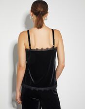 Verity Lacy Velvet Cami Top, Black (BLACK), large