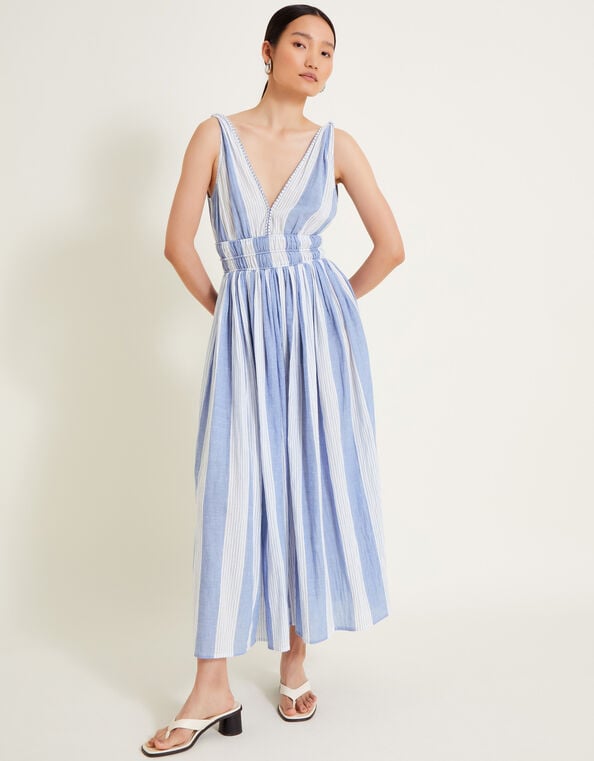 Celia Stripe Dress, Blue (BLUE), large