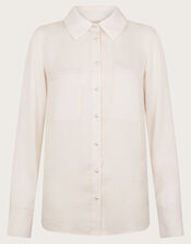 Wilma Pearl-Button Long Sleeve Shirt, LIGHT PINK, large