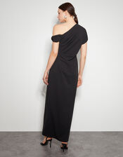 Tia Asymmetrical Jersey Maxi Dress, Black (BLACK), large