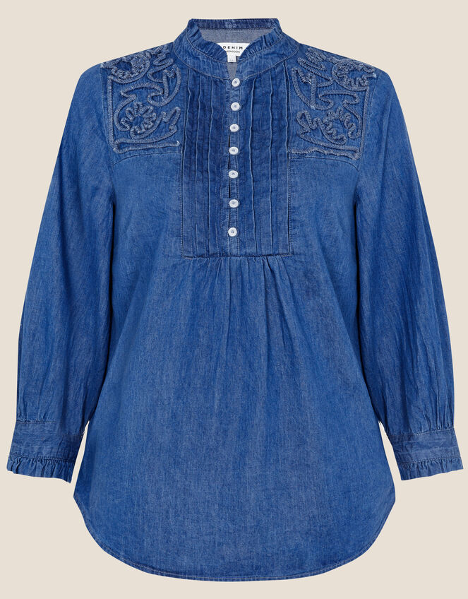 Denim Embroidered Shirt Blue