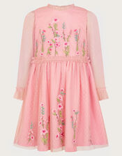 Floral Embellished Dobby Dress, Pink (PALE PINK), large