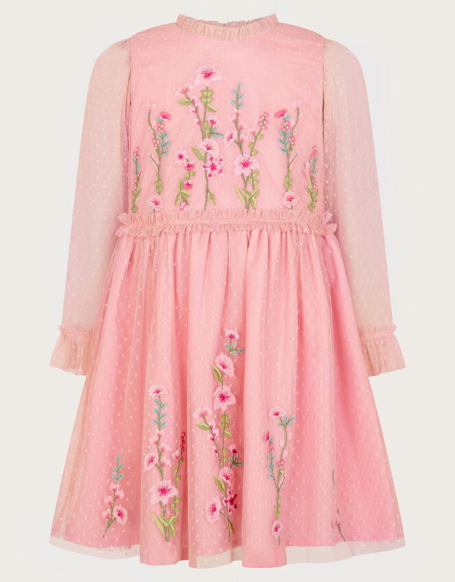 Floral Embellished Dobby Dress, Pink (PALE PINK), large