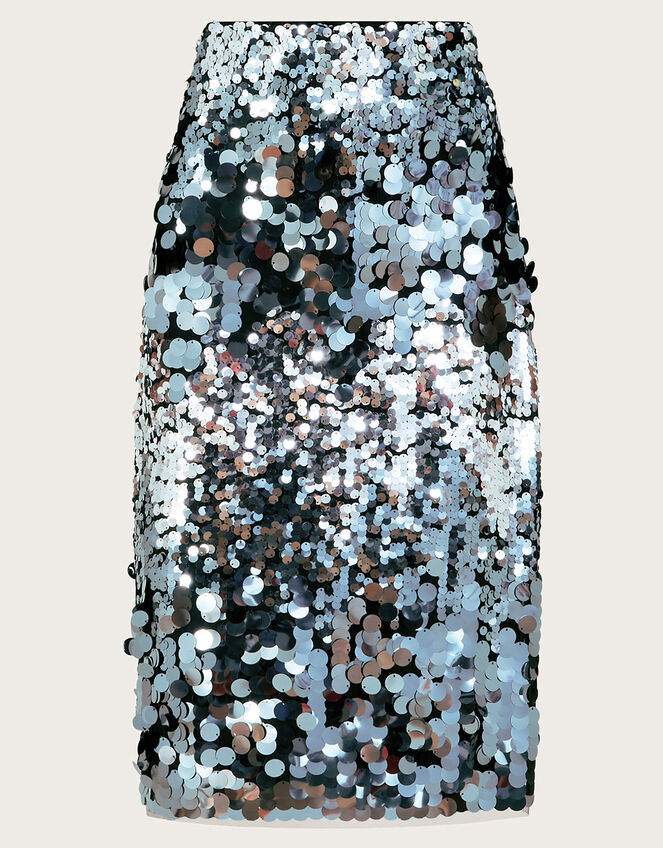 Sia Sequin Midi Skirt Silver