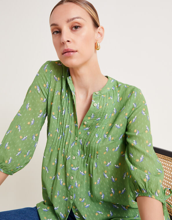 Camille Leaf Blouse, Green (GREEN), large