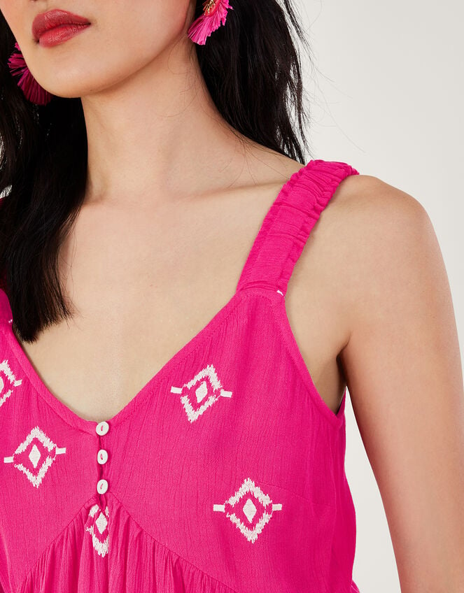 Motif Embroidered Cami in LENZING™ ECOVERO™ Pink, Vests, Camisoles And  Sleeveless Tops
