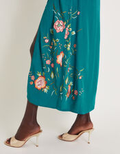 Maya Floral Embroidered Midi Dress, Teal (TEAL), large