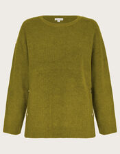 Luci Longline Jumper, Green (OLIVE), large