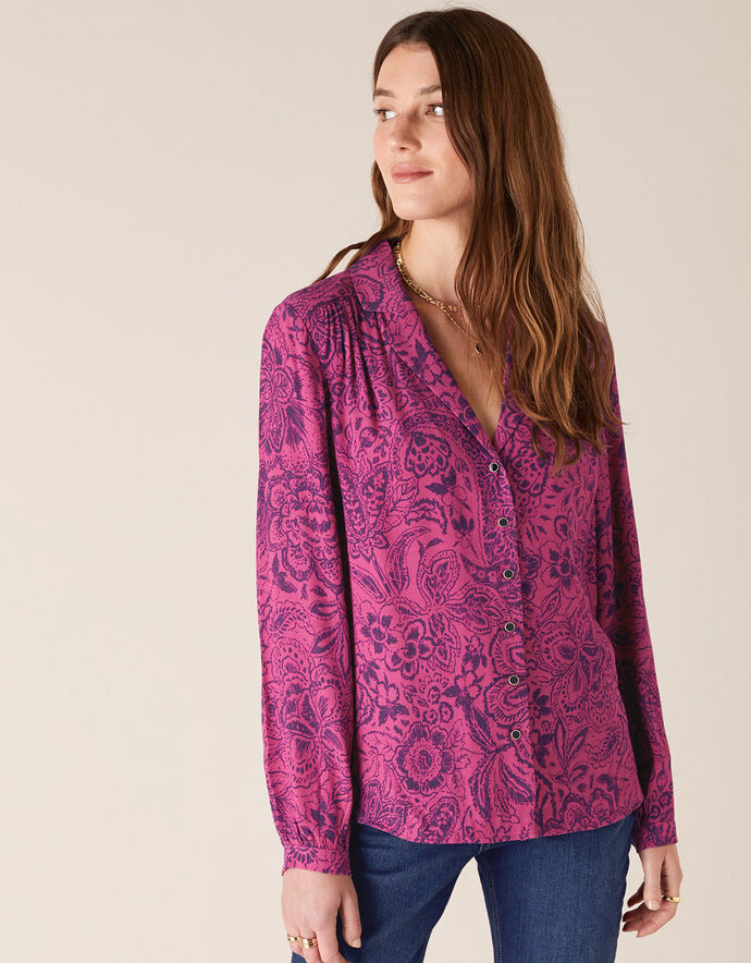 Paisley Print Blouse with LENZING™ ECOVERO™ Pink | Women's POS ...
