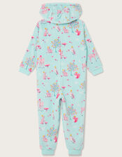 Woodland Print Sleepsuit, Blue (AQUA), large